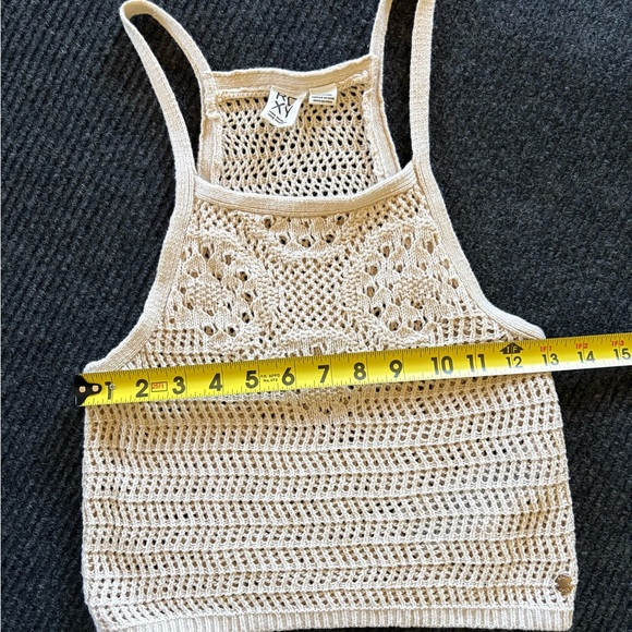 Roxy Knit Halter Neck Crop Top Women’s Small Racerback Cream Boho Tank Beach - Picture 8 of 10
